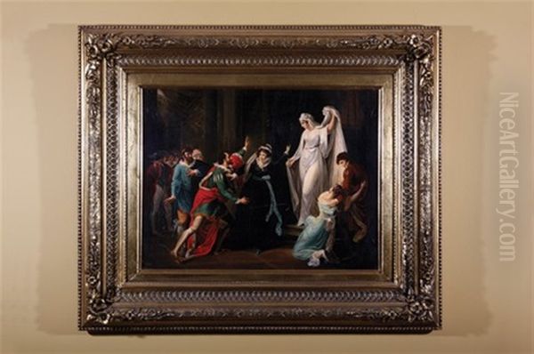 Leontes Looking At The Statue Of Hermione (act Five, Scene Three From The Winters Tale) Oil Painting by William Hamilton