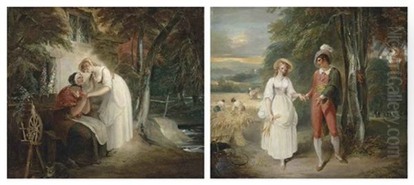 Lavinia And Her Mother (+ Palaemon And Lavinia; 2 Works) Oil Painting by William Hamilton