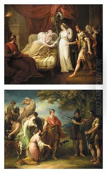 Palamon And Arcite (+ Erasistratus Discovering The Cause Of Antiochus' Malady; Pair) Oil Painting by William Hamilton