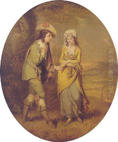 Lord Burleigh's Courtship Oil Painting by William Hamilton