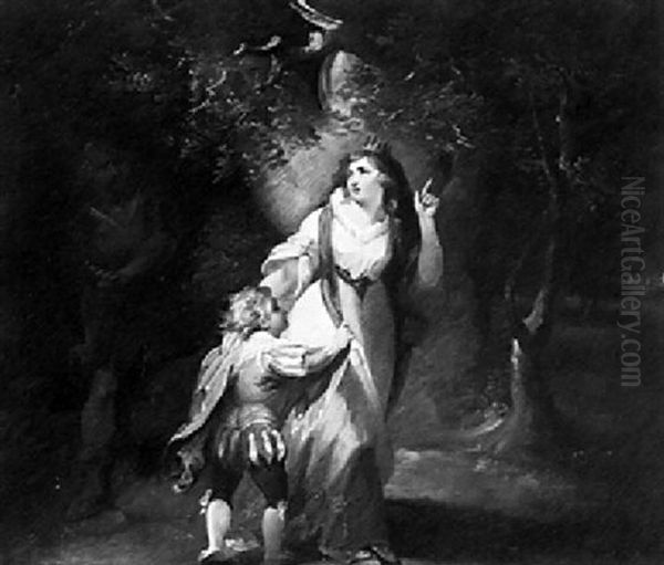 Queen Margaret And The Robbers Oil Painting by William Hamilton