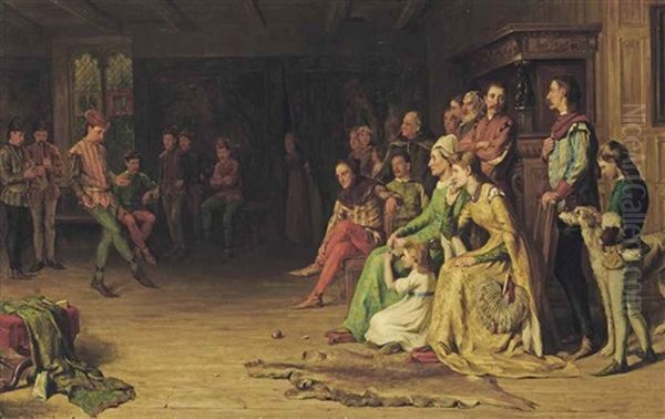 Travelling Minstrels Entertaining The Court Oil Painting by James Hamilton