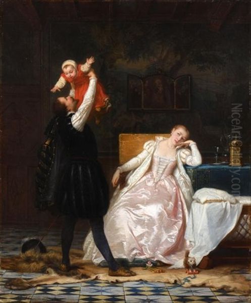 L'heureuse Famille Oil Painting by Edouard Jean Conrad Hamman