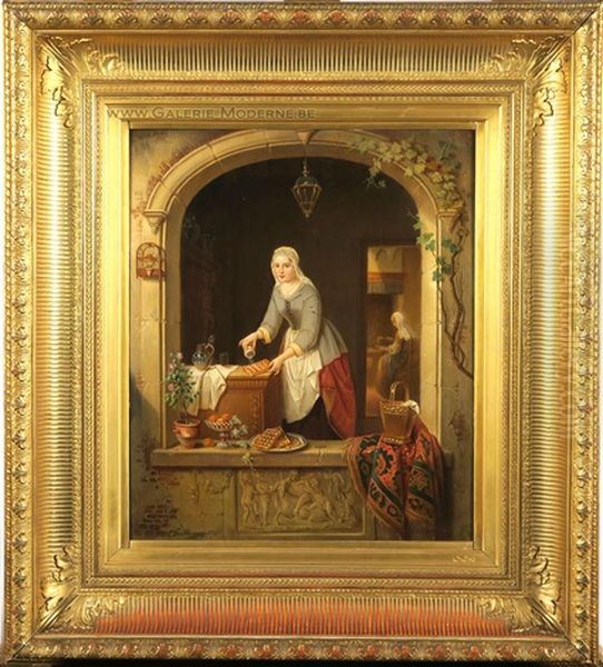 La Vendeuse De Gaufres Oil Painting by Alexis van Hamme