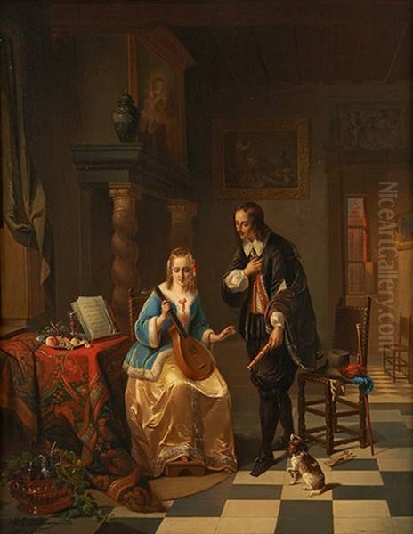 La Serenade Oil Painting by Alexis van Hamme