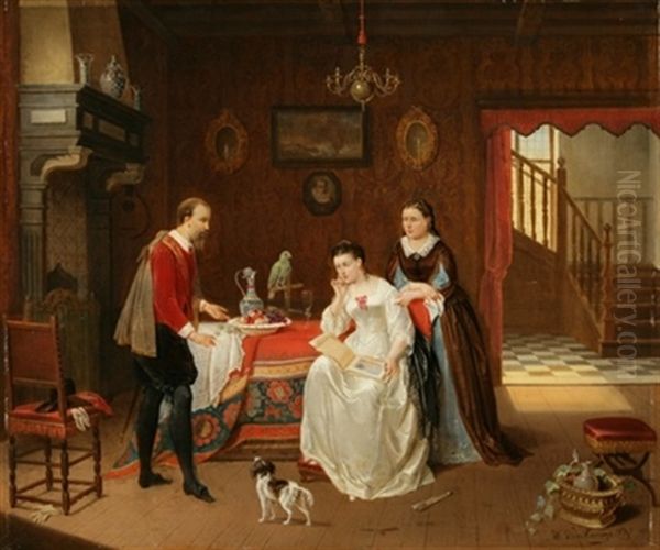 Compagnie Galante Dans Un Interieur Oil Painting by Alexis van Hamme