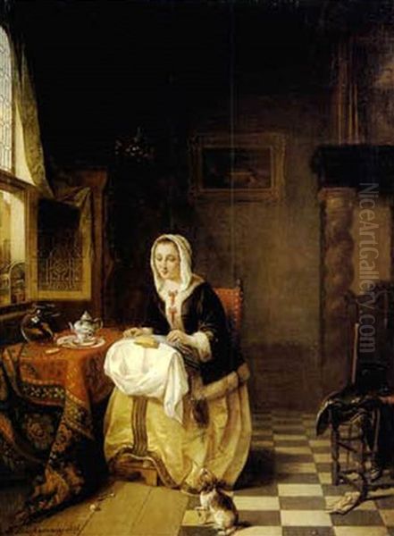 The Lacemaker Oil Painting by Alexis van Hamme