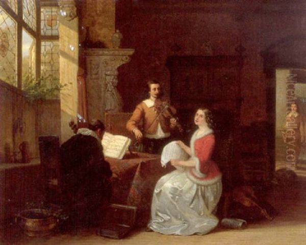 The Music Lesson Oil Painting by Alexis van Hamme