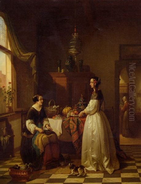 Preparations For Dinner Oil Painting by Alexis van Hamme