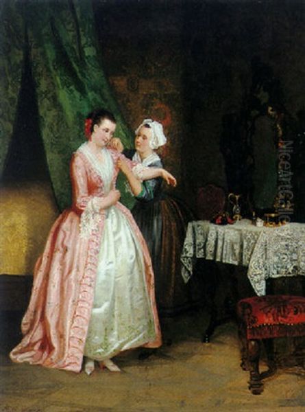 Fitting The Dress Oil Painting by Alexis van Hamme