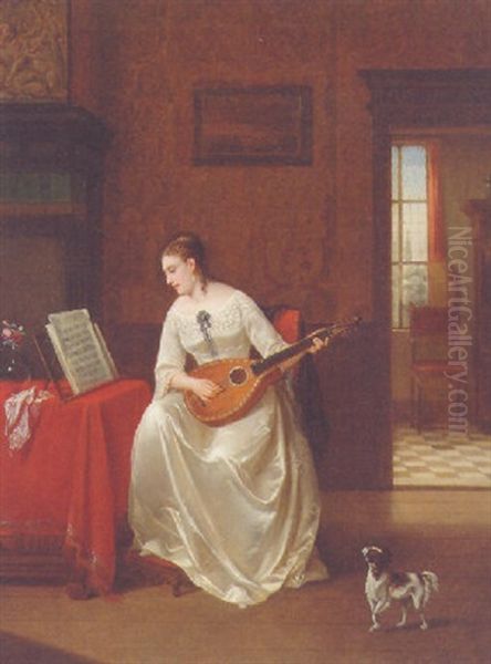 The Mandolin Player Oil Painting by Alexis van Hamme