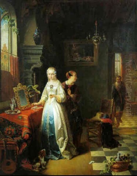 Die Schmuckanprobe Oil Painting by Alexis van Hamme