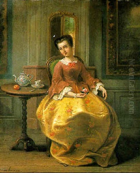 Tea Time Oil Painting by Alexis van Hamme