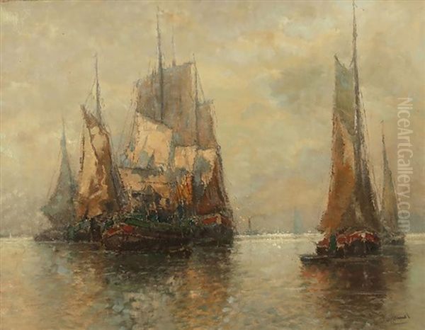 Segelboote Oil Painting by Otto Hammel