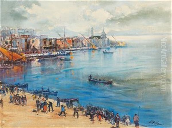 Naples, Port At Pozzuoli by Otto Hammel