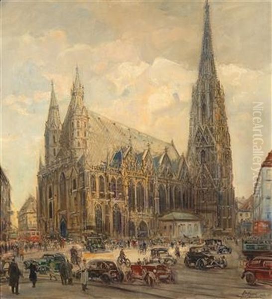 Der Stephansdom In Wien Oil Painting by Otto Hammel