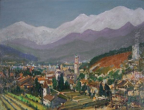 Blick Auf Die Stadt An Einem Fruhlingstag Oil Painting by Otto Hammel