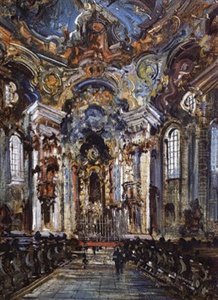 Interieur Der Wieskirche Oil Painting by Otto Hammel