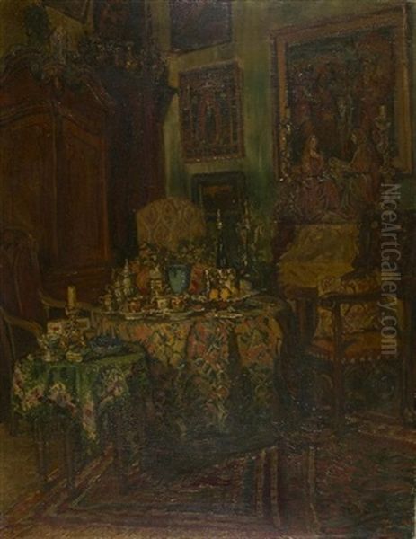 Interieur Oil Painting by Otto Hammel