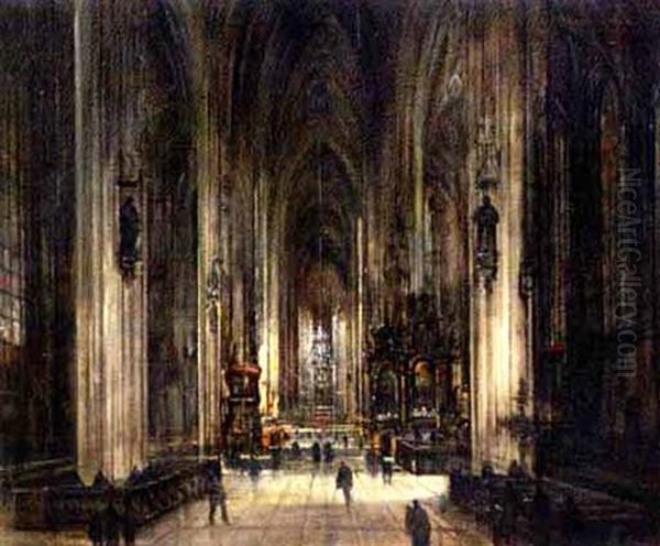 Inneres Des Stephansdoms In Wien Oil Painting by Otto Hammel