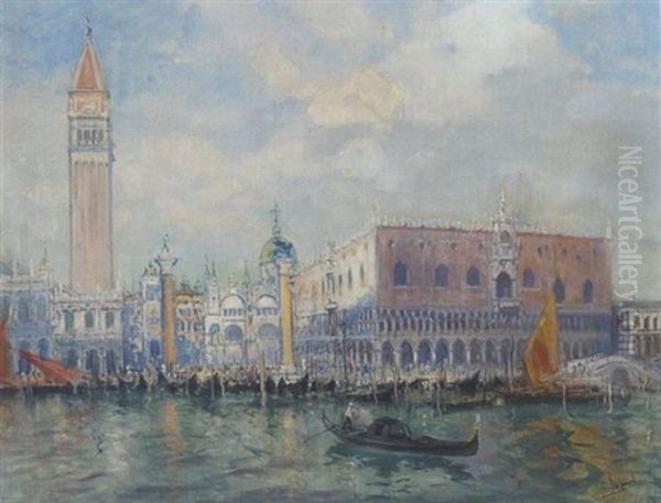 Venedig - Blick Vom Bacino Auf Die Piazzetta Und Den Dogenpalast Oil Painting by Otto Hammel