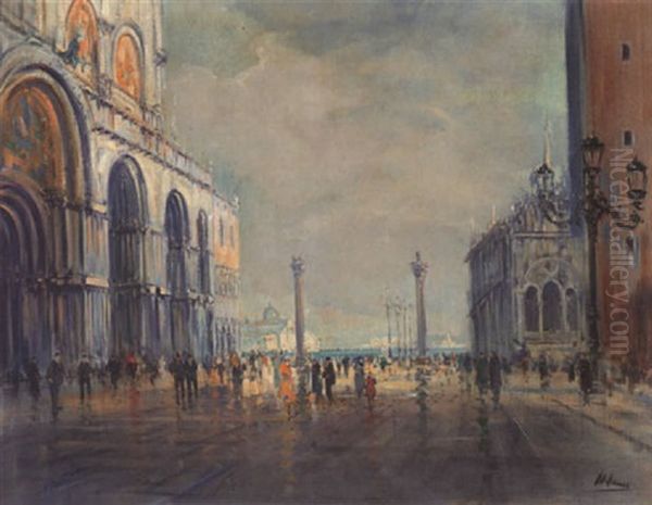 Piazza San Marco Oil Painting by Otto Hammel