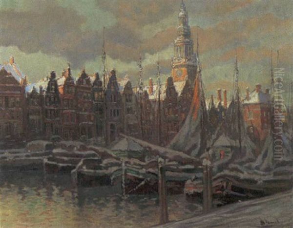 Winter In Amsterdam Oil Painting by Otto Hammel