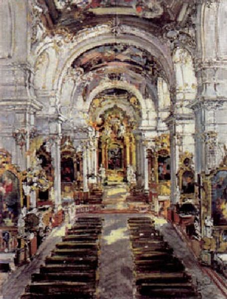 Blick In Die Pfarrkirche Von Diessen Am Ammersee Oil Painting by Otto Hammel