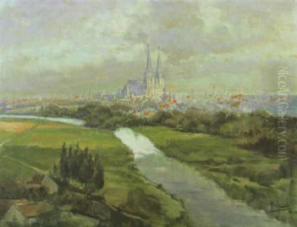 Blick Auf Regensburg Oil Painting by Otto Hammel