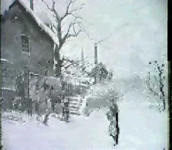 Hufschmiede Im Winter Oil Painting by Otto Hammel