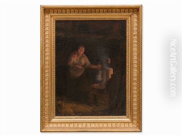 Peasant Woman With Child Oil Painting by Hans Jorgen Hammer