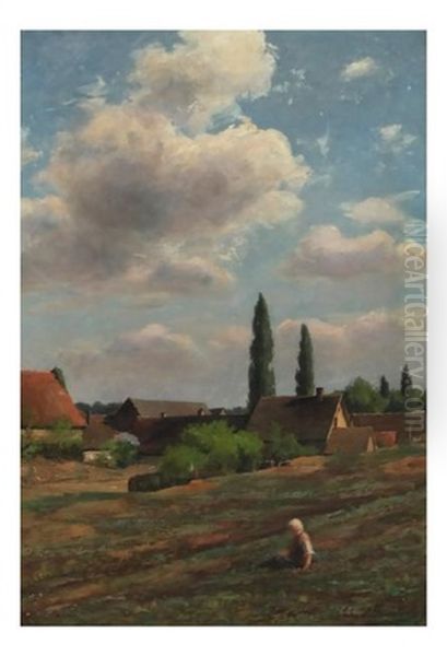 Figural Landscape Oil Painting by Johann (John) J. Hammer