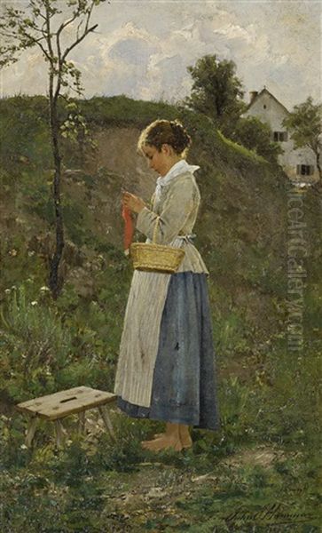 The Village Barefoot Oil Painting by Johann (John) J. Hammer