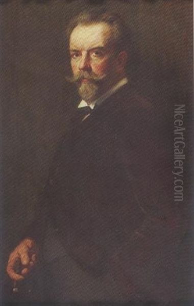 Portrait Eines Herrn Mit Zigarre Oil Painting by Johann (John) J. Hammer