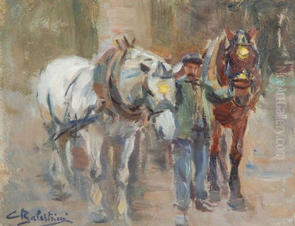 Cavalli Da Carrozza Oil Painting by Carlo Balestrini