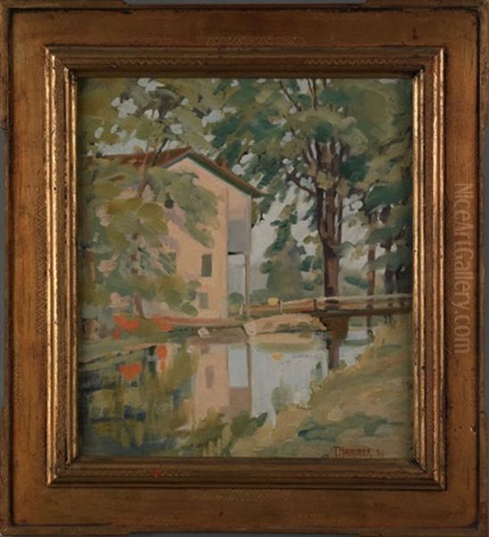 Landscape With House And Brook Oil Painting by Trygve Hammer