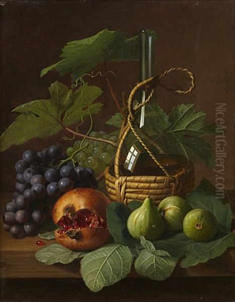 Stilleben Med Vindruvor Och Fikon Oil Painting by William Hammer