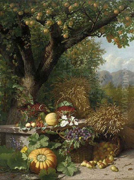 An Autumn Harvest Of Fruits From The Garden And Fields Oil Painting by William Hammer