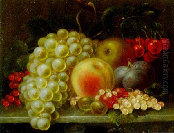 Still Life Of Grapes, Cherries, Gooseberries And Other Fruit Oil Painting by William Hammer