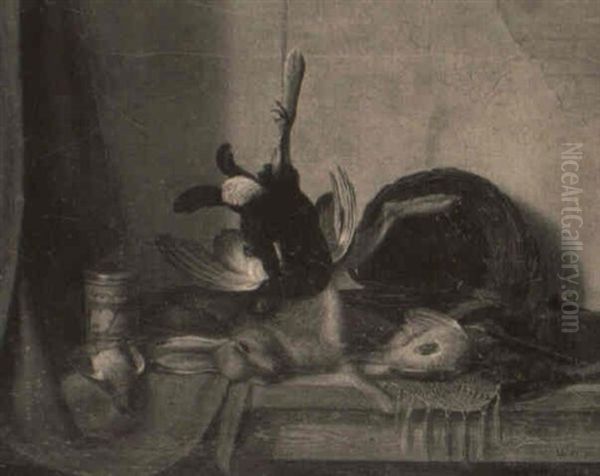 Nature Morte Med Hare Og Fuglevildt Oil Painting by William Hammer