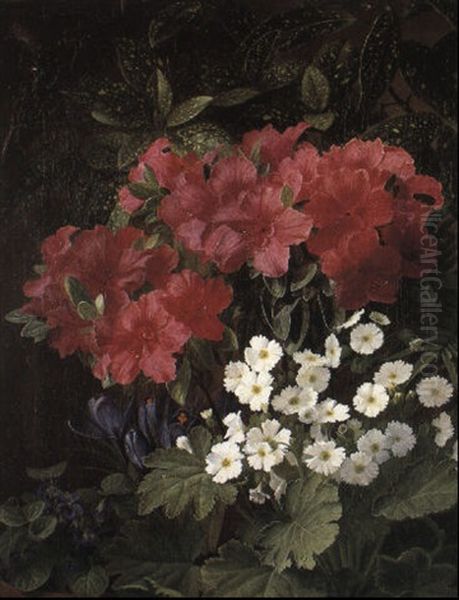 Azalea, Primula, Crocus And Violets Oil Painting by William Hammer