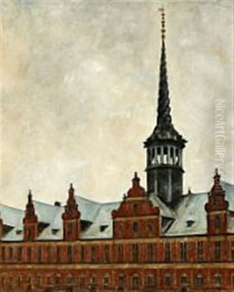 View From The Danish Stock Exchange Oil Painting by Svend Hammershoi