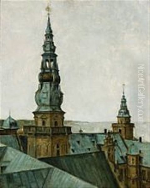 View From Kronborg Castle Oil Painting by Svend Hammershoi