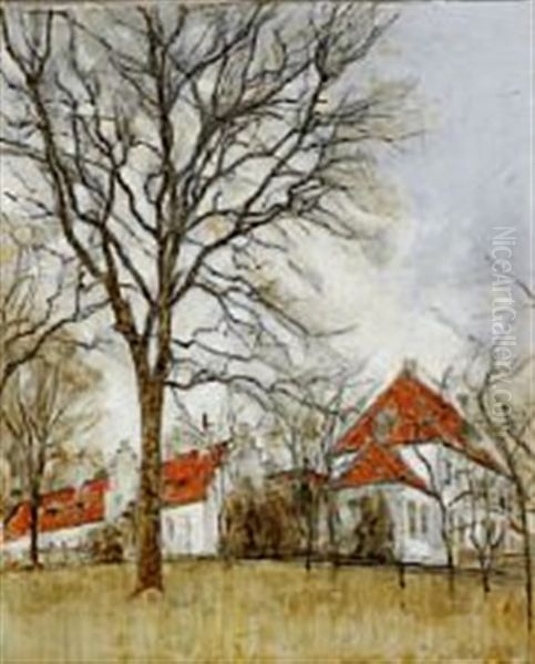 View From Nybogard At Naestved, Denmark Oil Painting by Svend Hammershoi