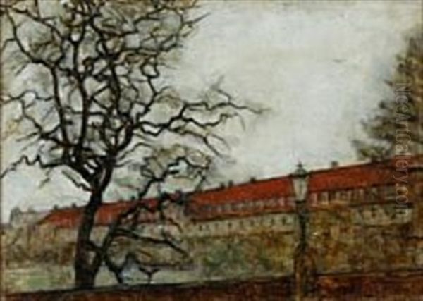 Akacietraeet Og Garderkasernen Ved Rosenborg Oil Painting by Svend Hammershoi