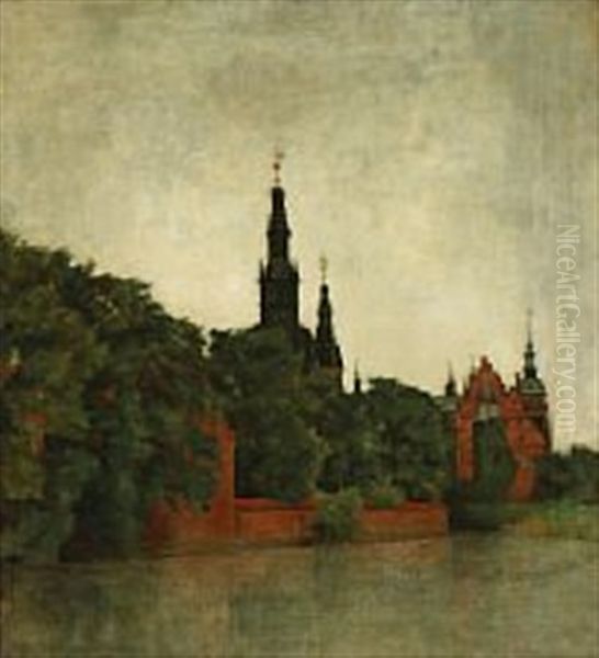 A Foggy Day Near Frederiksborg Palace Oil Painting by Svend Hammershoi