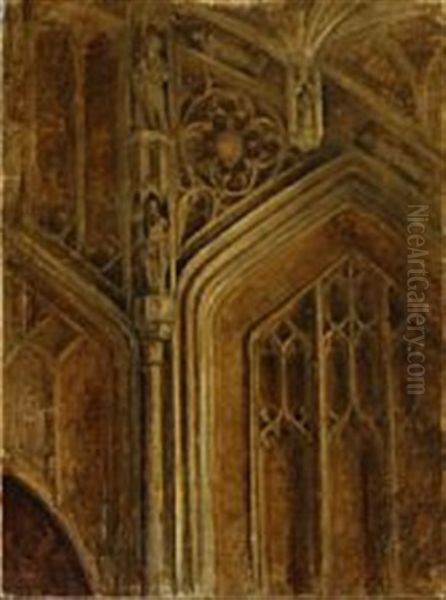 Architectural Detail Of The Interior In The Divinity School In Oxford Oil Painting by Svend Hammershoi