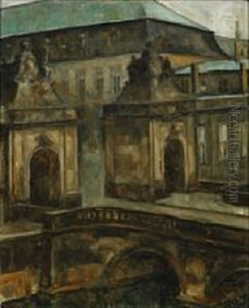 View From The Marble Bridge In Copenhagen Oil Painting by Svend Hammershoi