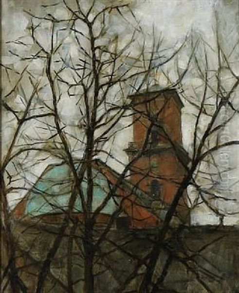 View Of Vor Frue Church In Copenhagen Oil Painting by Svend Hammershoi