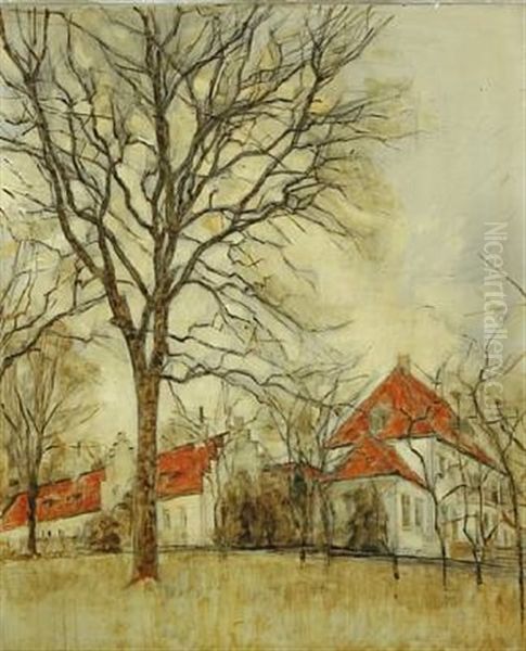 Scenery From Nybogard By Naestved Oil Painting by Svend Hammershoi